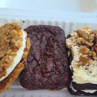 Oatmeal cream pie, dirty brownie and chocolate cake at Sealevel City Vegan Diner in Wilmington