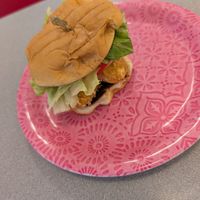 Shrimp Burger at Sealevel City Vegan Diner in Wilmington