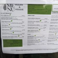 Vegan menu at Nova Forest Kitchen in Southampton