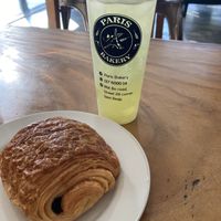 Green tea and pain au chocola  at Paris Bakery  in Siem Reap