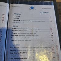 Vegan menu page   at Naboo Restaurant in Roatan