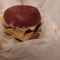 Double beef burger (it looks small but it's not) at Vegan Passion in East London