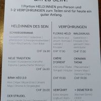 New food menu at SEIN  in Zurich