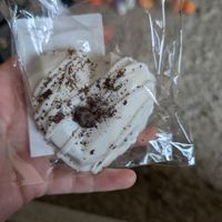 White chocolate Oreo heart candy at Another Vegan Cookie - Pop Up in Columbus