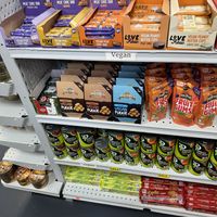 A vegan shelf  at Sweet Molly's British Shop and Bakery in Acton