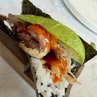 Crispy mushroom hand roll   at PLANTA Cocina in Washington