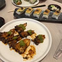 Torched avocado sushi roll  at PLANTA Cocina in Washington