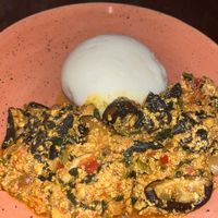 Assorted Vegan Egusi with pounded yam   at Afrobeat Kitchen in Toronto