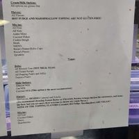 vegan options clearly listed on the bottom half.   at Sparky's Sweet Treats in Key Largo