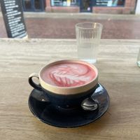 Cacao beetroot latte  at Hustle in Belfast