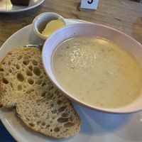 Chestnut and cauliflower soup  at Hustle in Belfast
