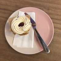 Victoria sponge cupcake  at Hustle in Belfast