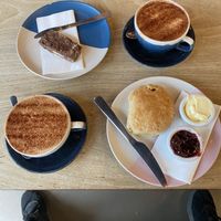 Coconut mochas, tiffin, cherry scone   at Hustle in Belfast