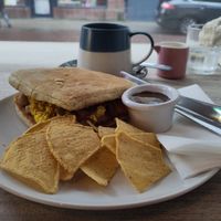 Filled soda bread...soon to be filled stomach at Hustle in Belfast