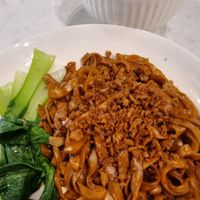 Dry pan mee (comes with a bowl of soup at V Taste Vegetarian Cafe in Johor Bahru