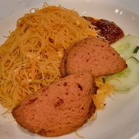 Dry bee hoon goreng add ons luncheon meat at V Taste Vegetarian Cafe in Johor Bahru