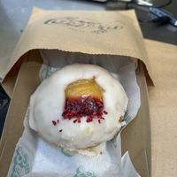 Doughnut lemon curd and raspberry   at Belén Vegan Bakery in Wellington