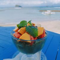 Green smoothie bowl at Puri Oka Beach Bungalows in Manggis