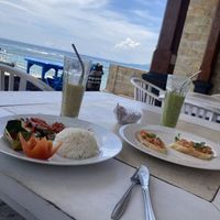 Grilled eggplant, Bruschetta, Tropical Smoothie, Green Smoothie   at Puri Oka Beach Bungalows in Manggis