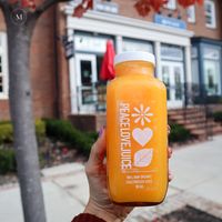 Orange juice at Peace Love Juice in New Albany