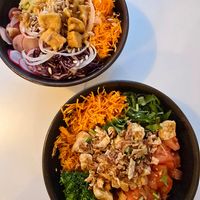 Two bowls at Poké GO in Brussels