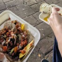 Vegan tacos and burritos at Tacos Los Peches in Flores