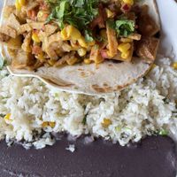 Ranchero taco with rice and beans  at Taco Ocho in Richardson