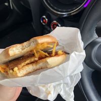 Cheddar bagel + tempeh  at The Good Apple Cafe in Sunderland
