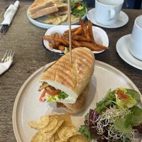 TLT Tempeh lettuce and tomato with my sons cheese toastie behind- I forgot to mention the sweet potato frys delicious   at The Good Apple Cafe in Sunderland