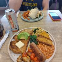 Vegan breakfast and roast veg wrap with Palestine cola at The Good Apple Cafe in Sunderland