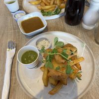 Tofu “fish” & chips  at The Good Apple Cafe in Sunderland
