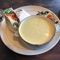 Red lentil soup and a wrap at The Good Apple Cafe in Sunderland