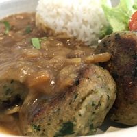 Courgette & chick pea kofta katsu curry  at The Good Apple Cafe in Sunderland