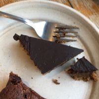 Sunflower brownie and raw caramel cake  at The Good Apple Cafe in Sunderland