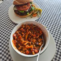 Ceviche with setas and a mushroom burger at Bocaflor in Chihuahua