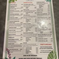 Menu  at The Garden Eatery in Tea Gardens