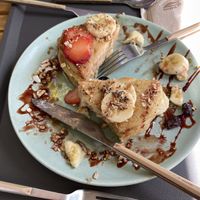 Pancake vegan und glutenfrei  at Anguilla Surf Café in Melides