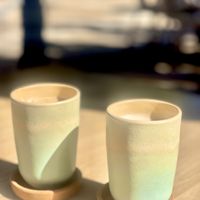 Lovely pottery   at Anguilla Surf Café in Melides