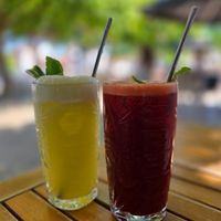 Freshly made juices at Anguilla Surf Café in Melides