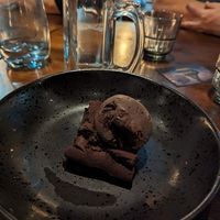 Vegan brownie and vegan dark choc ice cream at The Alchemist in Manchester