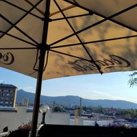 View of the mountains from terrace at Gurkha in Liberec