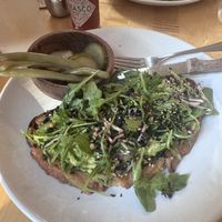 Avocado toast with a side of homemade pickles!  at Sunday Gathering Table in St Augustine