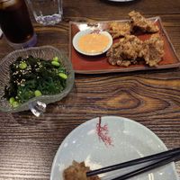 Tempura oyster mushrooms and seaweed salad at Hikari  in Chepstow