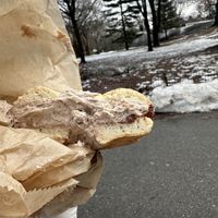 Bagelbono with cinnamon walnut raisin tofu spread   at Liberty Bagels - 5th Ave in New York City