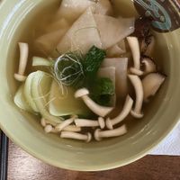 Mushroom ramen with vegan flat noodles  at Lust Ramen  in Bangkok