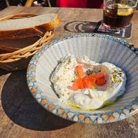 Labaneh with tomatoes, zaatar and olive oil, with Challah bread (9.50€) at TWO SIX NINE in Frankfurt