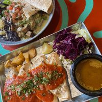 Chicharron with green salsa and quesabirria tacos at Alebrijes in Frankfurt