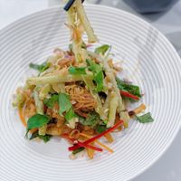 Crunchy morning glory salad. This place uses only fresh and natural ingredients from mushroom, vegetables, flowers, beans... at Rice On Rice in Nha Trang
