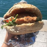 Soja Burger by the water  at Vege Fast Food in Split