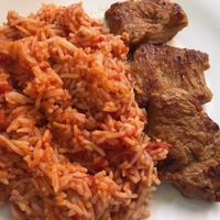 Paprikareis mit Soja Steaks  at Vege Fast Food in Split